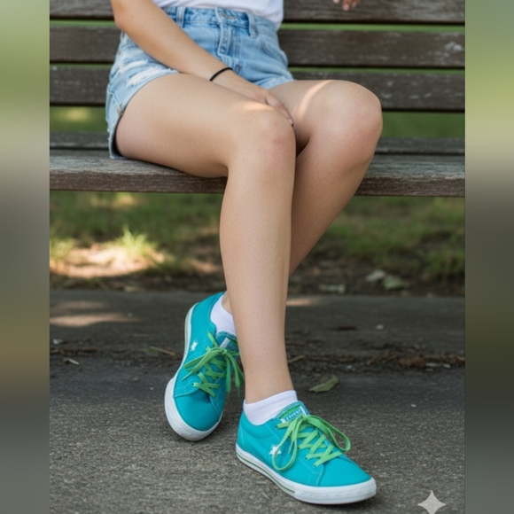 Converse one star low tops aqua Women's size 8 - Picture 1 of 10